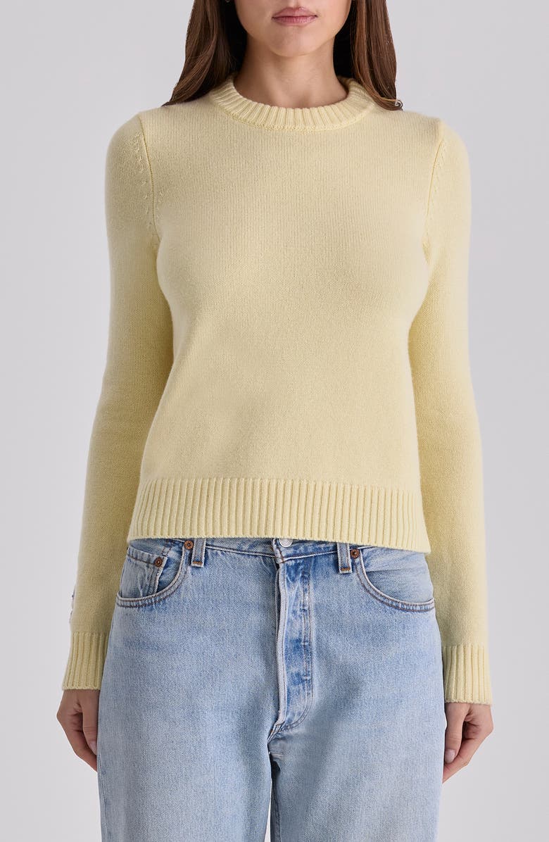 HOUSE OF CB Abbie Lemon Merino Wool & Cashmere Blend Sweater, Main, color, Lemon