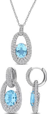 DELMAR Topaz Earrings & Pendant Necklace Set