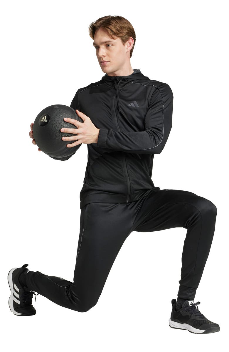 adidas Train Essentials Seasonals Full Zip Hoodie, Alternate, color, Black