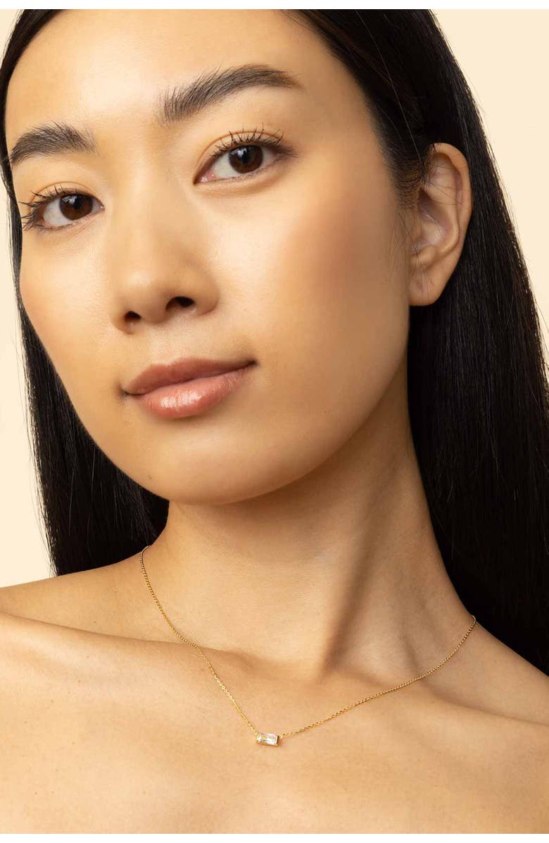 Oradina 14K Yellow Gold Fresco Baguette Bold Pendant Necklace, Alternate, color, Yellow Gold