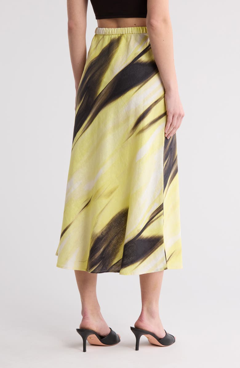 DONNA KARAN Pull-On A-Line Linen Blend Skirt, Alternate, color, Linen Multi