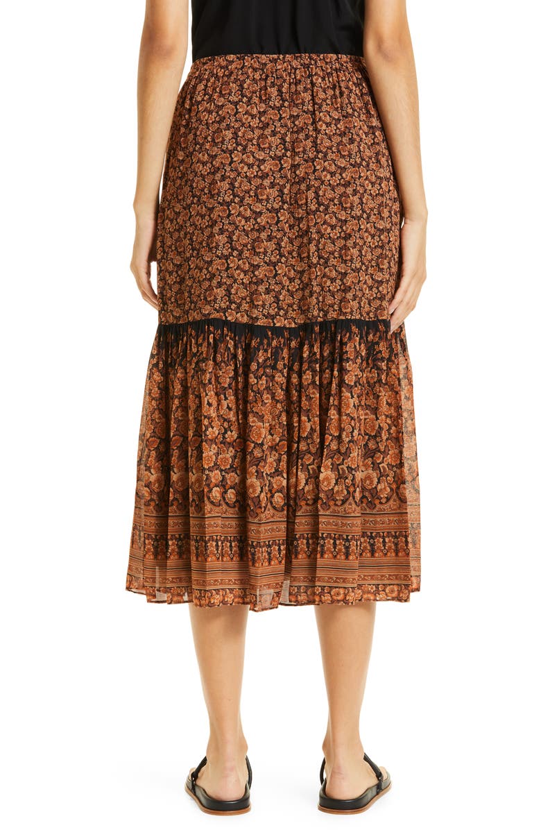 KOBI HALPERIN Charlie Print Ruffle Midi Skirt, Alternate, color,