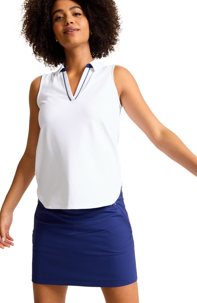 Tommy Bahama Aubrey Piped Sleeveless Performance Polo, Alternate, color, White