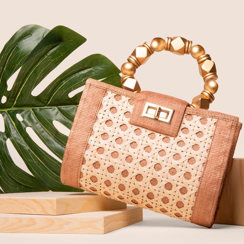 Soli & Sun The Mila Rattan Woven Handbag In Multi
