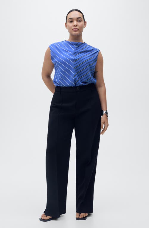 Mango Noeli Colorblock Stripe Funnel Neck Top In Blue