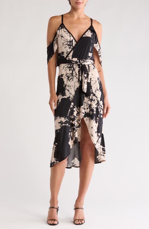 Cold-Shoulder Wrap Dress