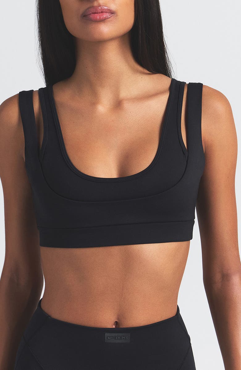 NikeSKIMS Matte Double Strap Scoop Bra, Main, color, Obsidian