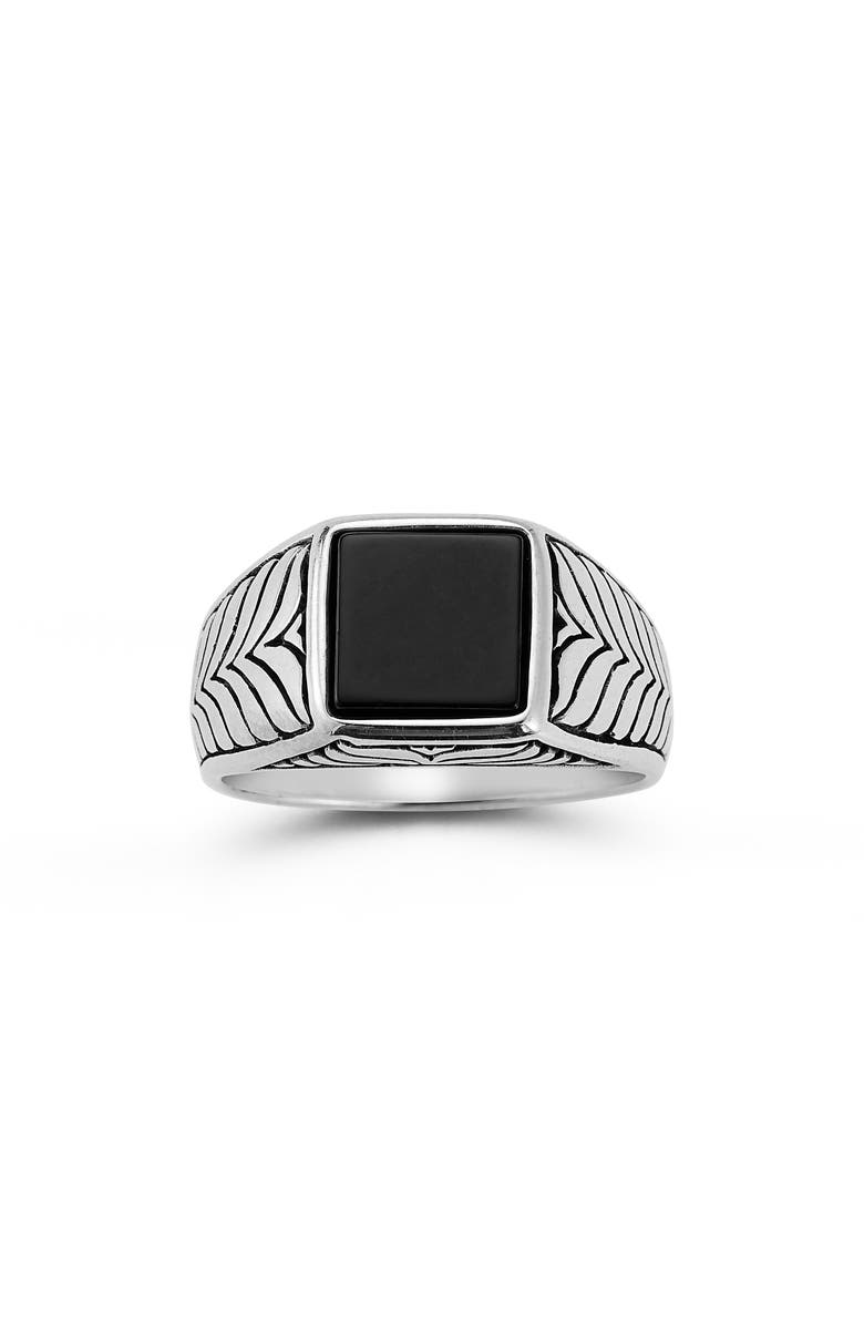 Yield of Men Sterling Silver Onyx Signet Ring, Alternate, color, 