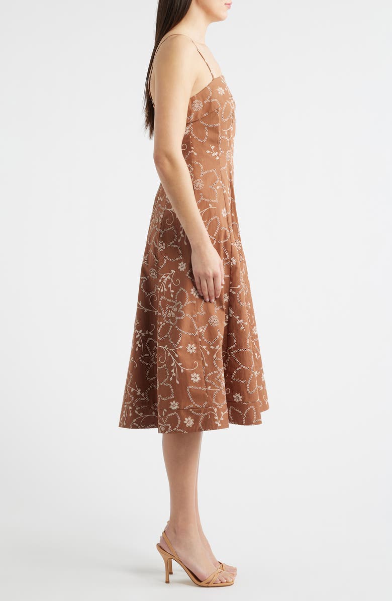 Sam Edelman Embroidery Print Cotton Dress, Alternate, color, Mocha