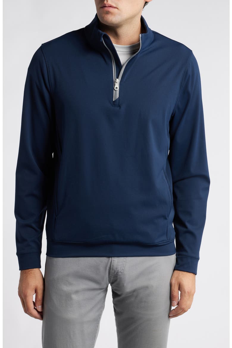 Solid Stretch Quarter Zip Pullover, Main, color, NAVY