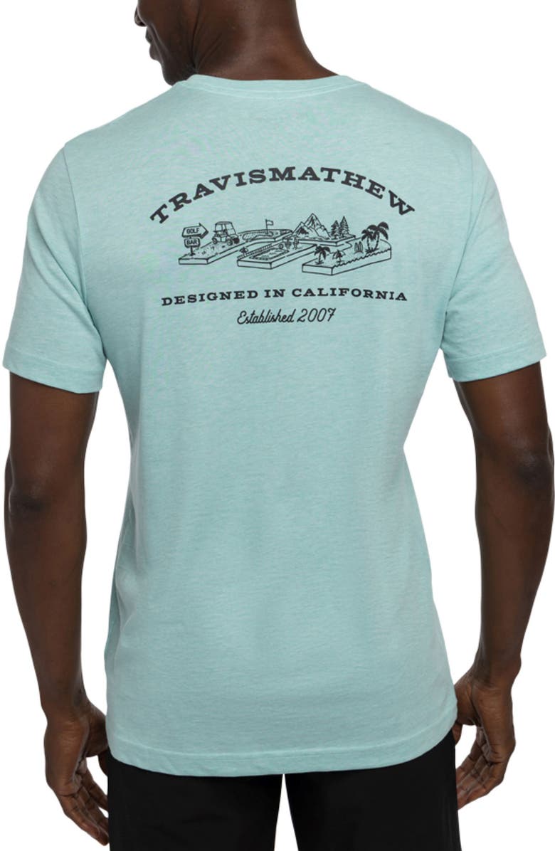 TravisMathew Fun to be Had Logo Graphic Tee, Alternate, color, Heather Turquoise
