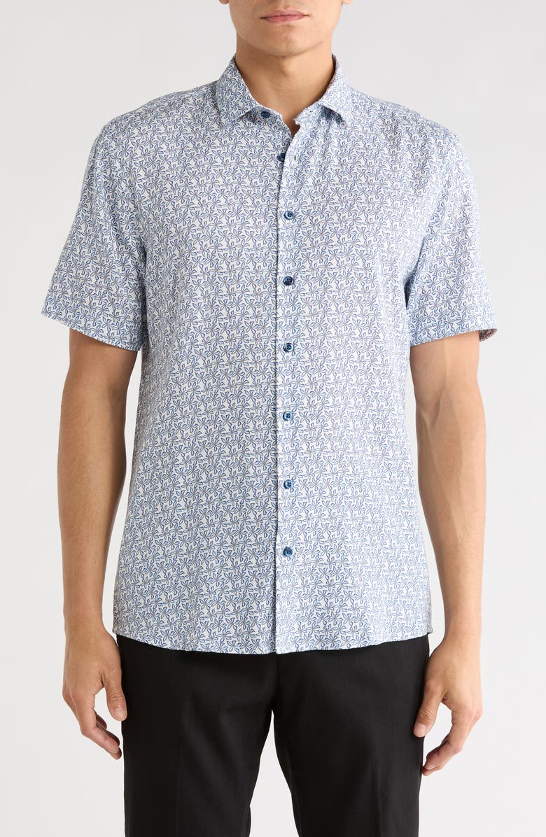 SOUL OF LONDON Short Sleeve Sport Shirt, Main, color, Blue / Bleu