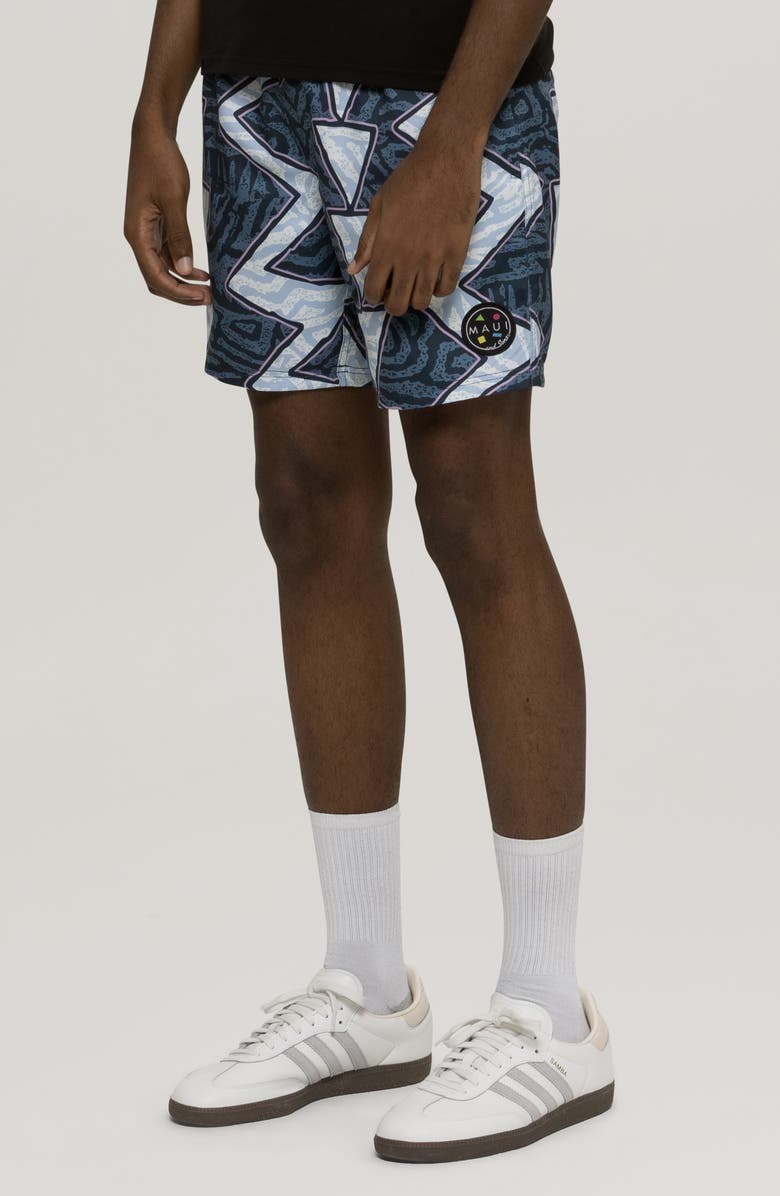 Maui & Sons Coaster Geo Print Microfiber Swim Trunks, Alternate, color, 