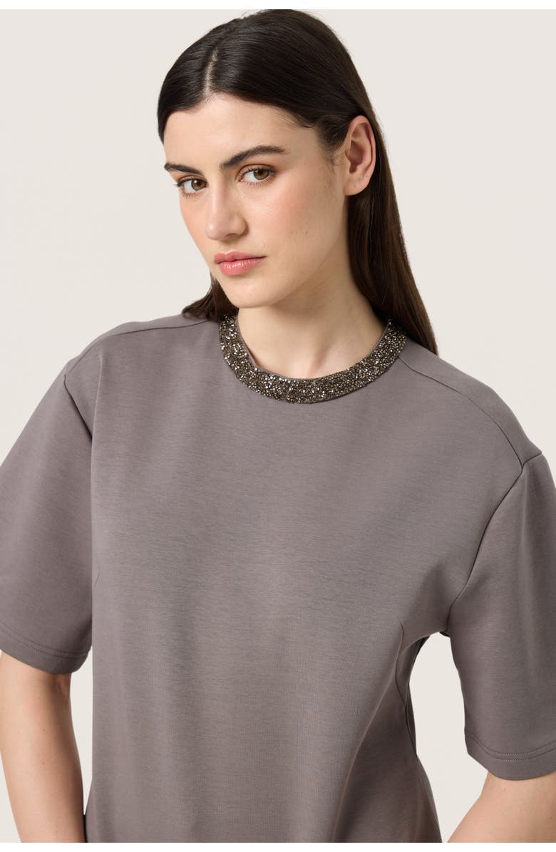 Soaked in Luxury SLMagana Glitter Short Sleeves Blouse, Alternate, color, Dark Gull Gray