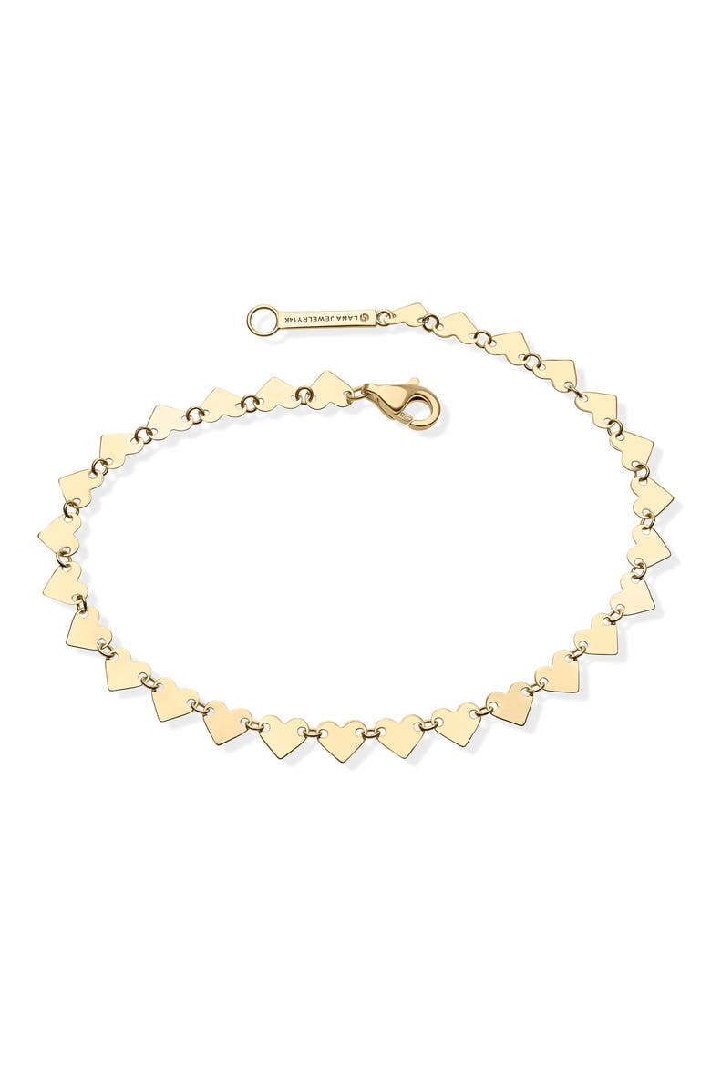14K Gold Laser Heart Chain Bracelet, Main, color, YELLOW GOLD