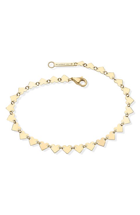 14K Gold Laser Heart Chain Bracelet