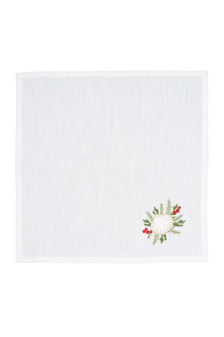 Coastal Tidings Botanical Embroidered Set of 6 Cloth Napkins, Alternate, color, Green