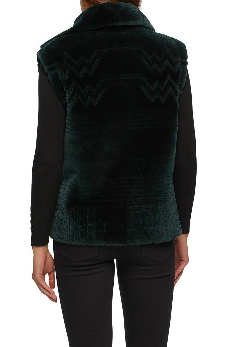 Genuine Shearling Zip Vest With Grooved Pattern, Alternate, color, EMERALD
