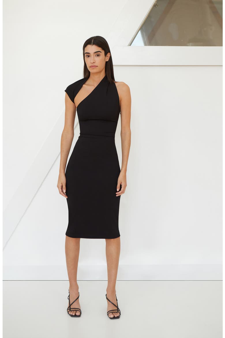 Manhattan Ponte Knit Midi Dress, Alternate, color, BLACK
