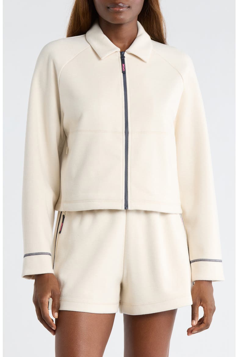Cozy Double Knit Golf Jacket, Alternate, color, CHALK WHITE