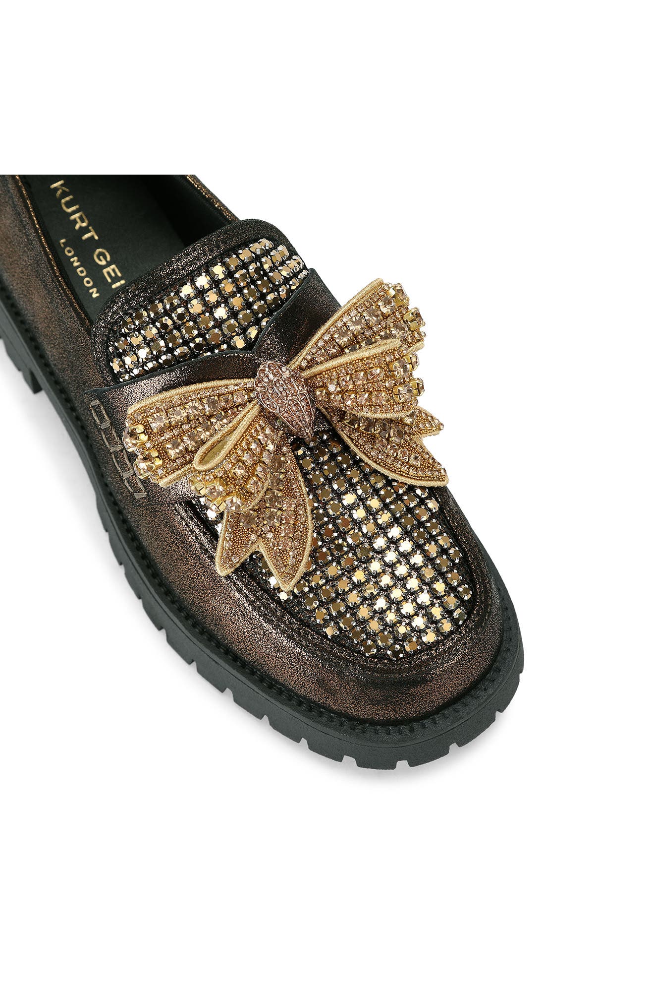 Crystal Bow Platform Loafer, Alternate, color, RUST/ COPPER