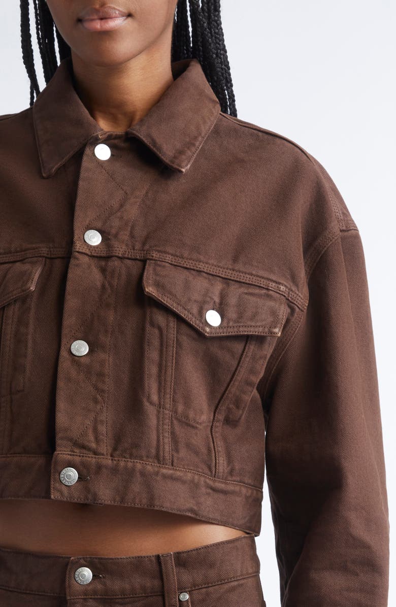 Stella McCartney Crop Denim Jacket, Alternate, color, Brown Wash