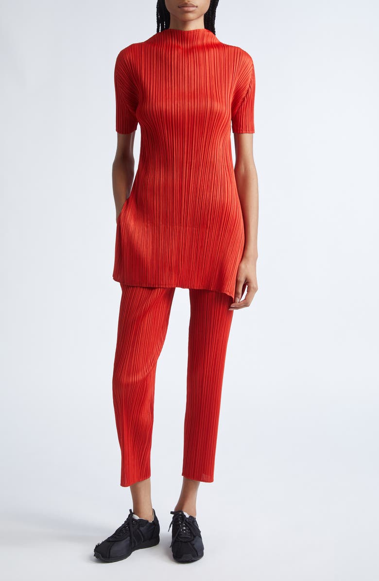 Pleats Please Issey Miyake Monthly Colors July Pleated Pants, Alternate, color, Bright Red