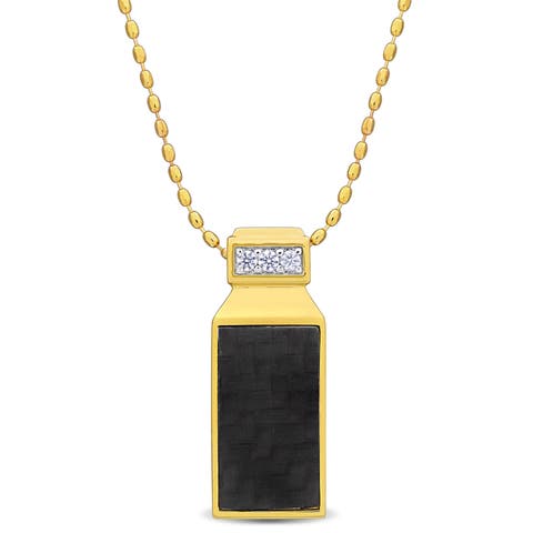Carbon Fiber Lab-Created White Sapphire Necklace