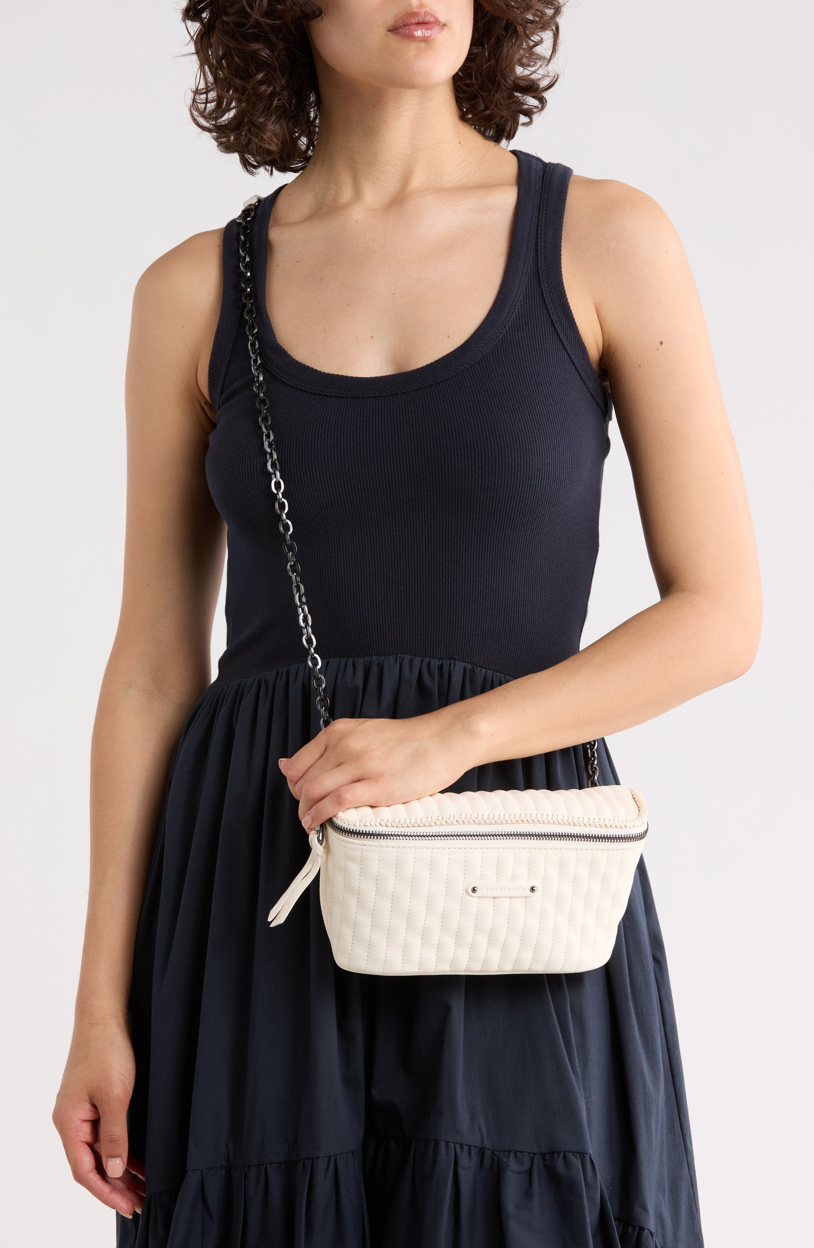 Longchamp Amazone Leather Belt Bag, Alternate, color, Ecru