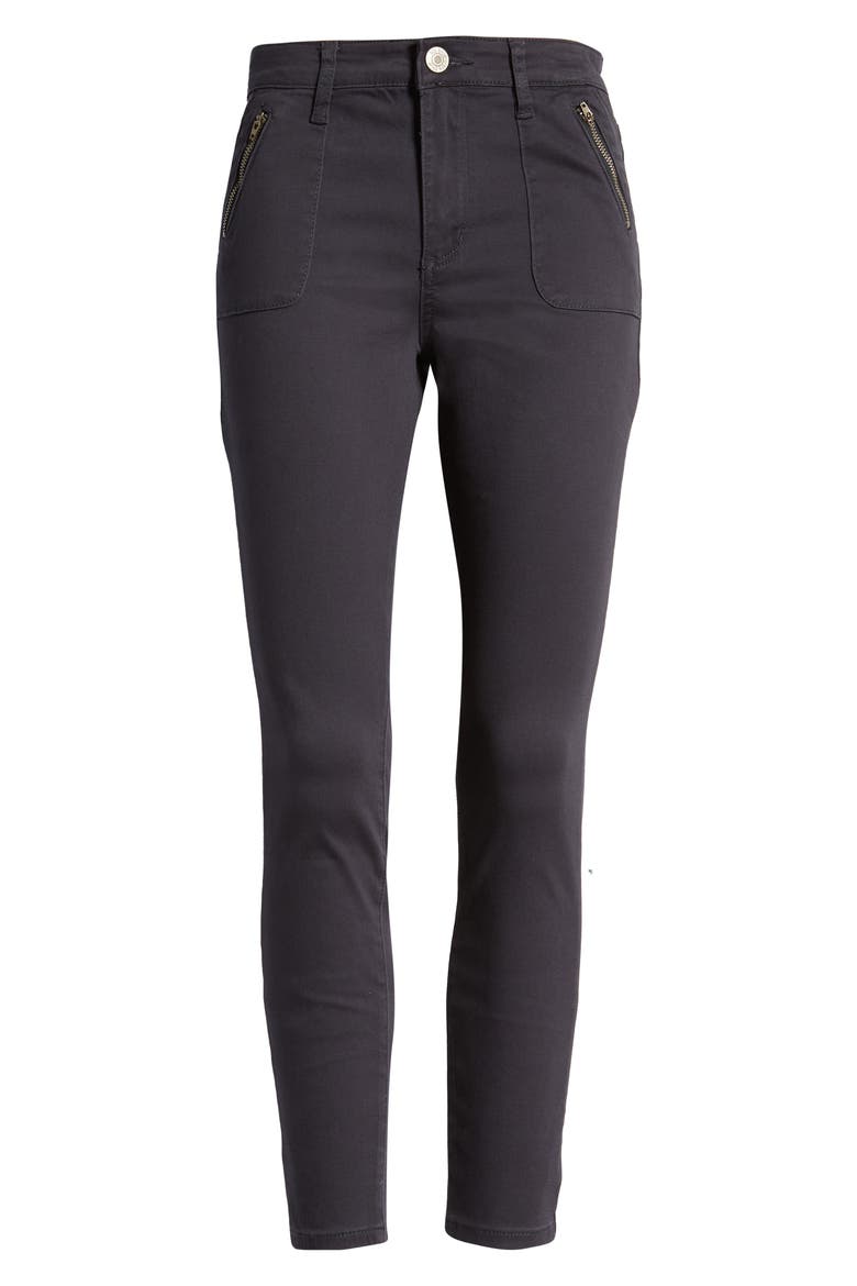 Ellie High Waist Zip Pocket Ankle Skinny Jeans, Alternate, color, CHARCOAL GREY