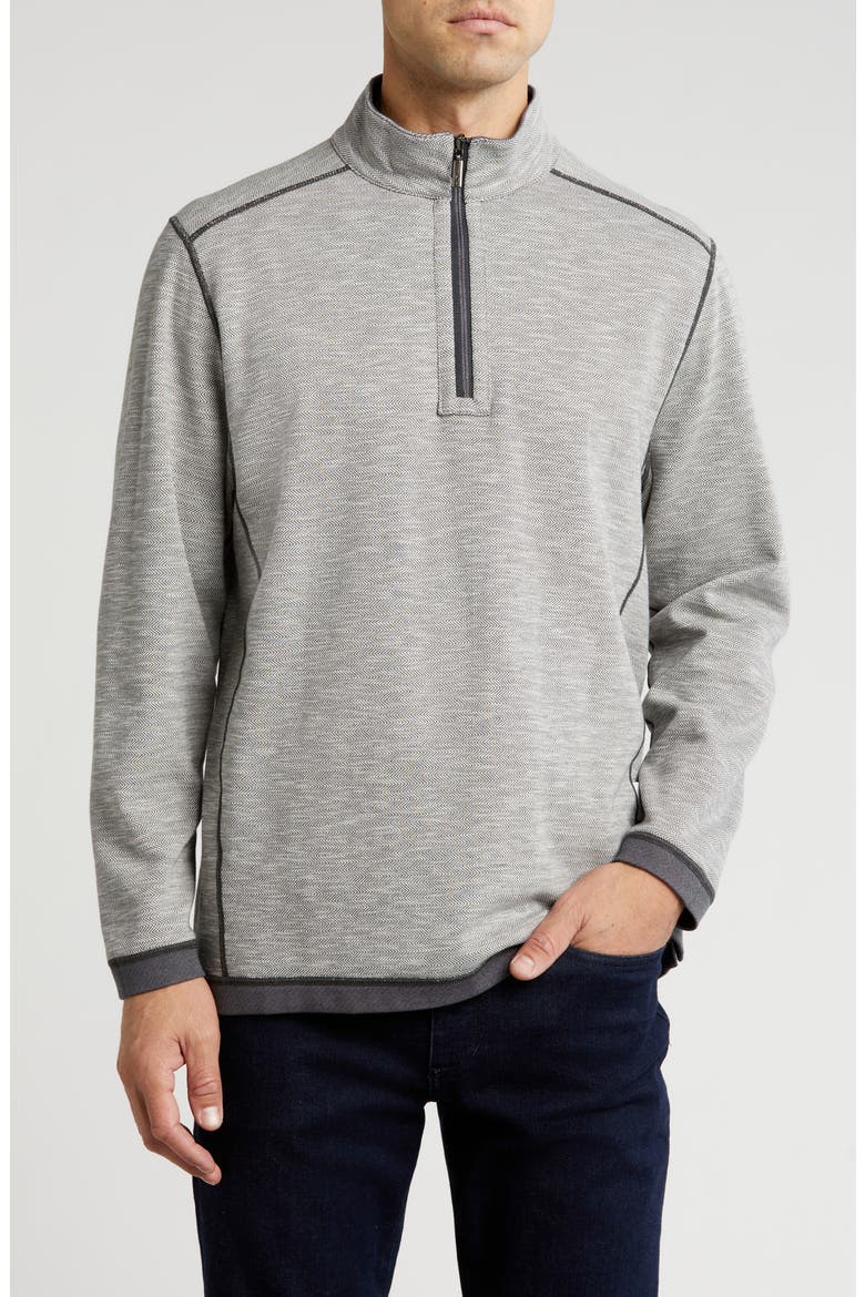 Switch It Up Reversible Quarter Zip Sweatshirt, Alternate, color, COAL