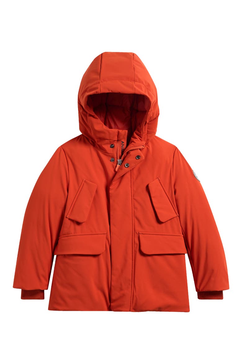 Kids' Theo Water Repellent Hooded Parka, Main, color, MAPLE ORANGE