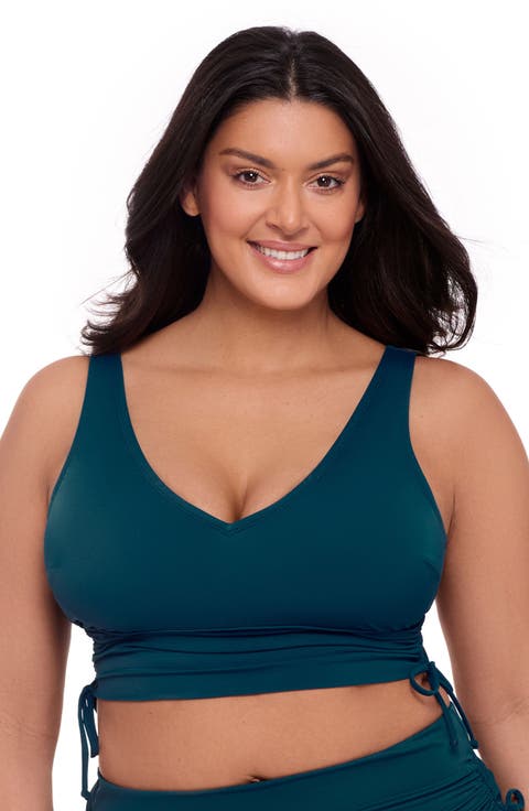 Supportive and Sculpting Cinched Adjustable Midkini Swimsuit Top
