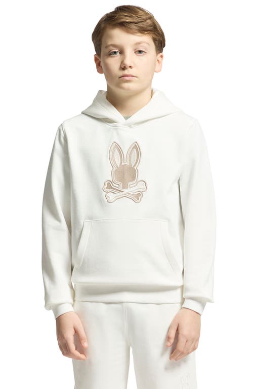 Shop Psycho Bunny Kids' New Castle Embroidered Graphic Hoodie In Ecru