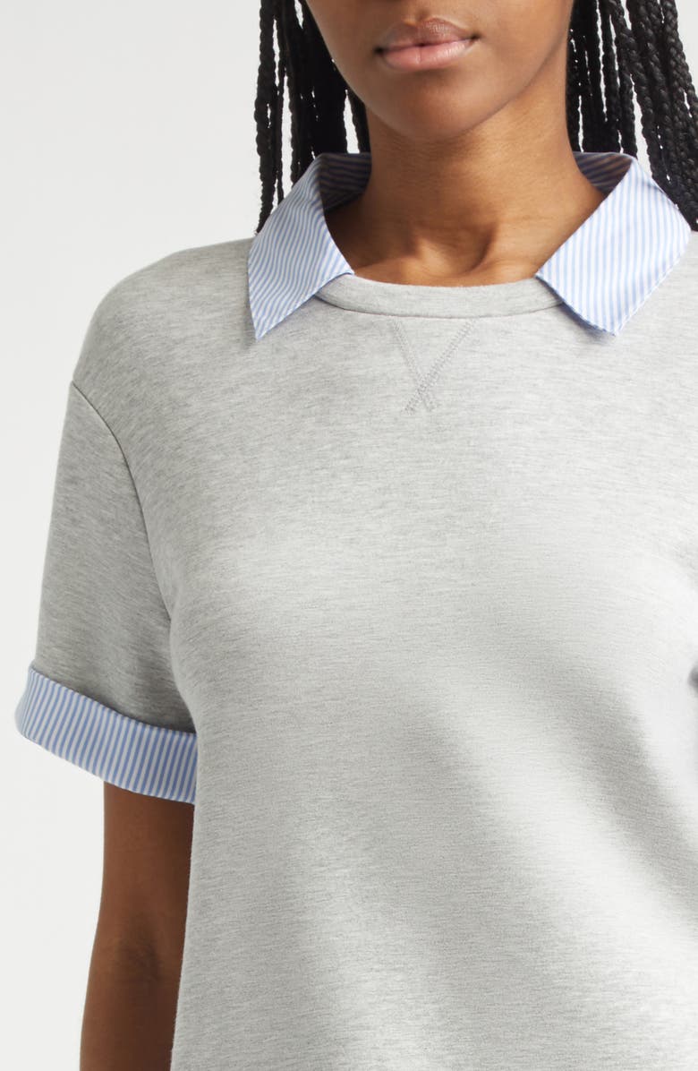 Veronica Beard Stuyvesant Mixed Media Top, Alternate, color, Light Heather Grey