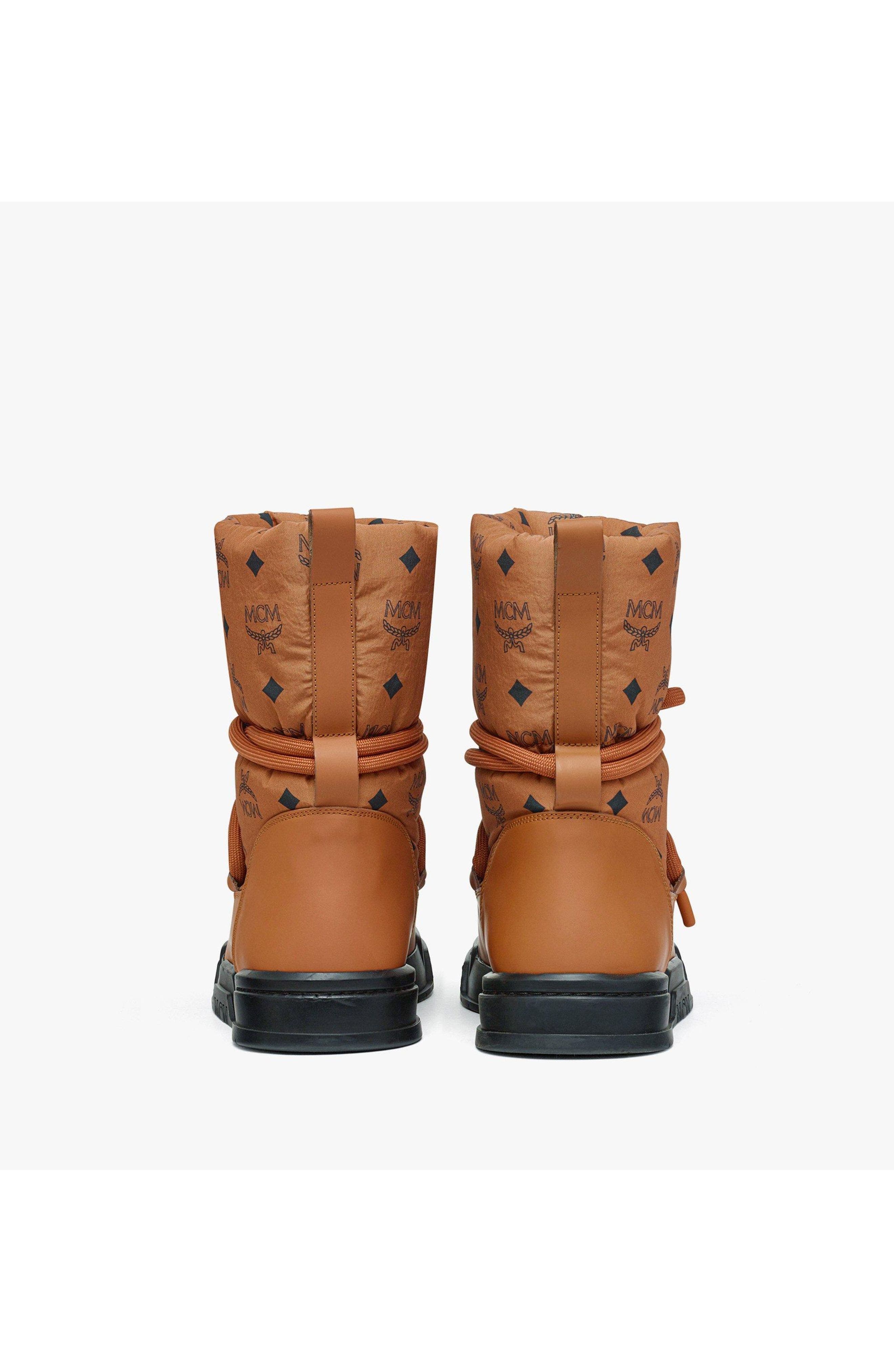 Skyward Ankle Boots in Padded Monogram Nylon, Alternate, color, Cognac