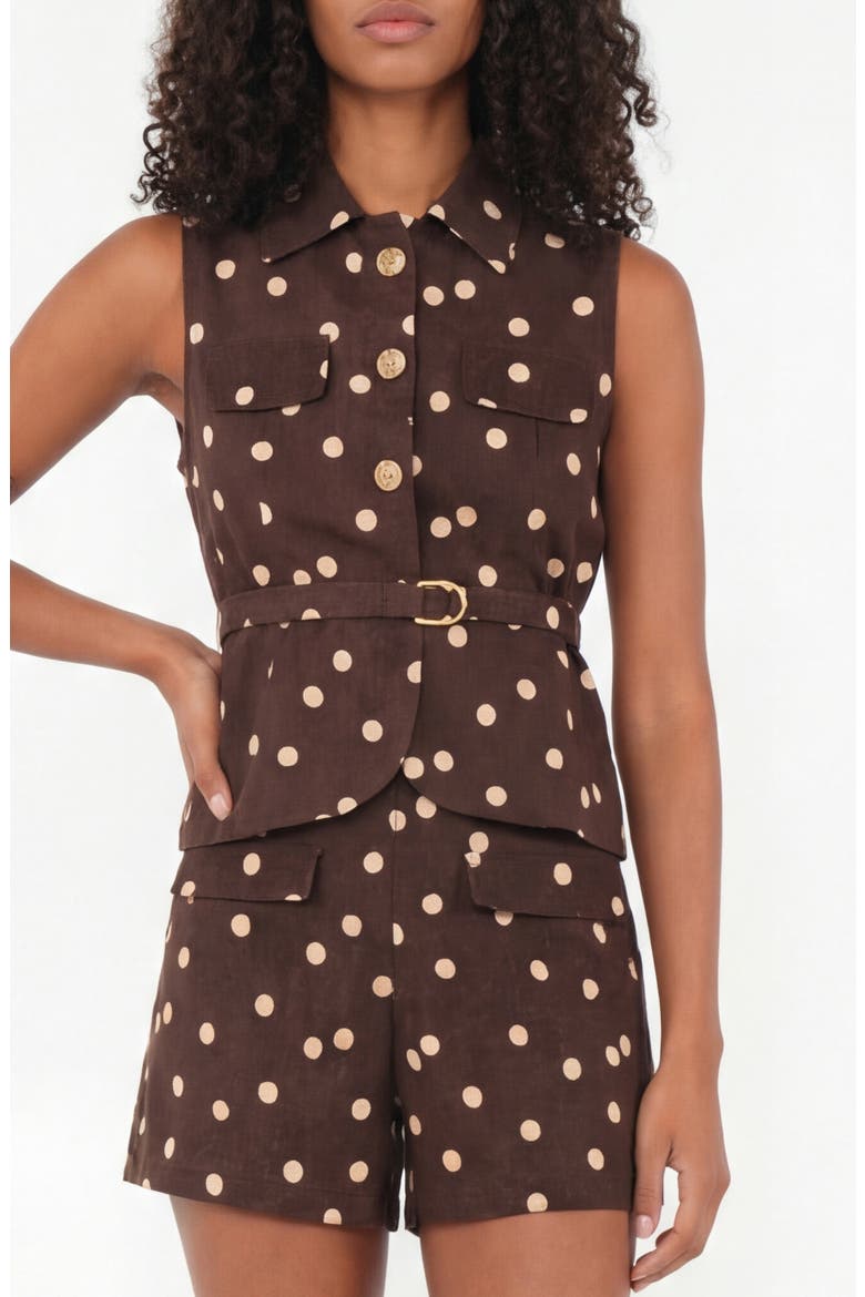Stellas Belted Sleeveless Button-Up Shirt, Alternate, color, POLKA DOTS CREAM