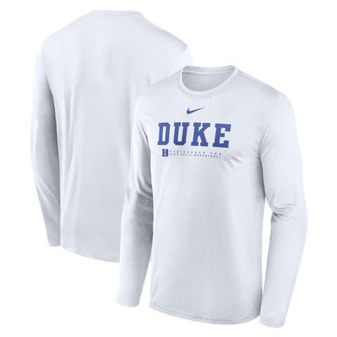 Men's Nike White Duke Blue Devils 2025 Courtside Basketball Shootaround Legend Dri-FIT Long Sleeve T-Shirt