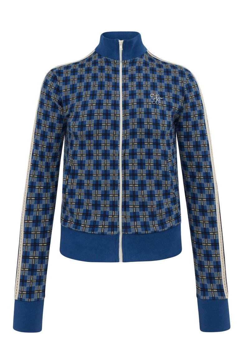 London Plaid Cotton Tracksuit Jacket, Alternate, color, BLUE/ BLACK/ PALE YELLOW
