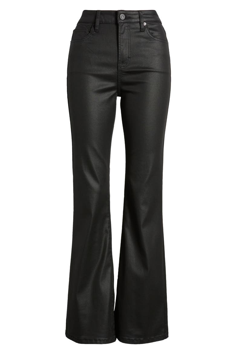 Coated High Waist Flare Jeans, Alternate, color, BLACK