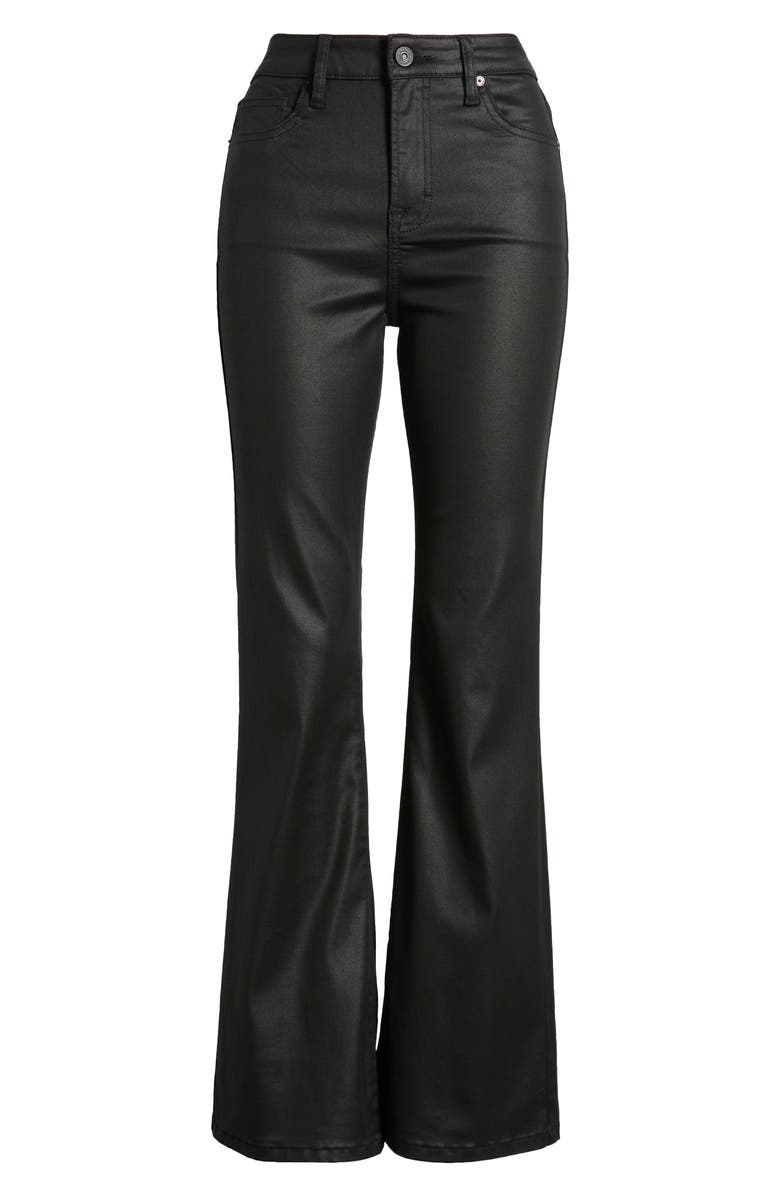 HIDDEN JEANS Coated High Waist Flare Jeans, Alternate, color, Black