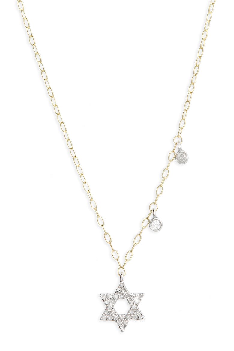 Diamond Star of David Pendant Necklace, Main, color, YELLOW GOLD/ WHITE GOLD