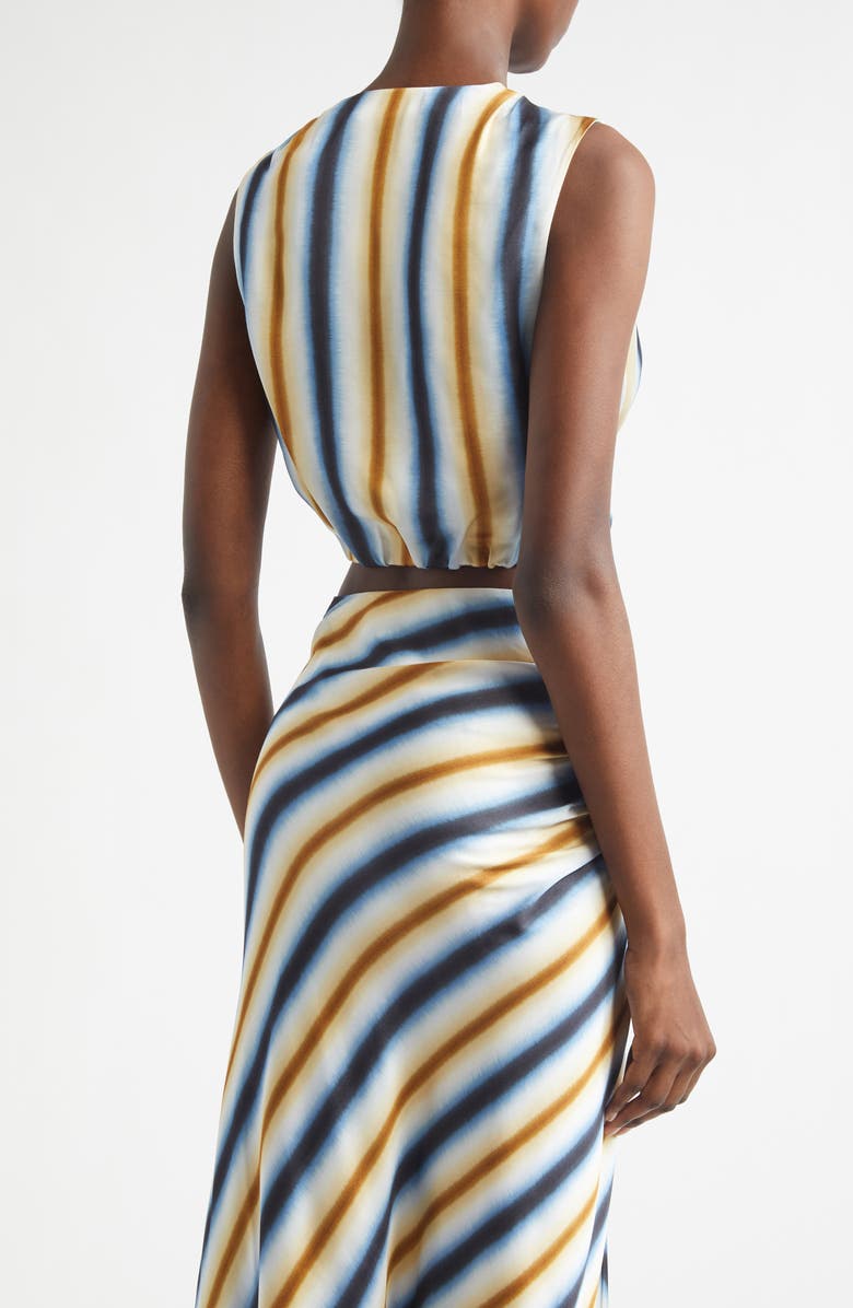 A.L.C. Brooklyn Stripe Crop Top, Alternate, color, Tahoe Blue/ Milk Chocolate