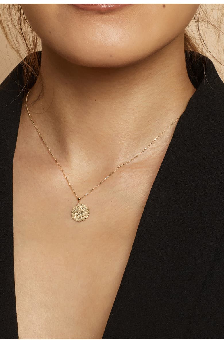 Oradina 14K Yellow Gold Greek Lion Medallion Necklace, Alternate, color, Yellow Gold