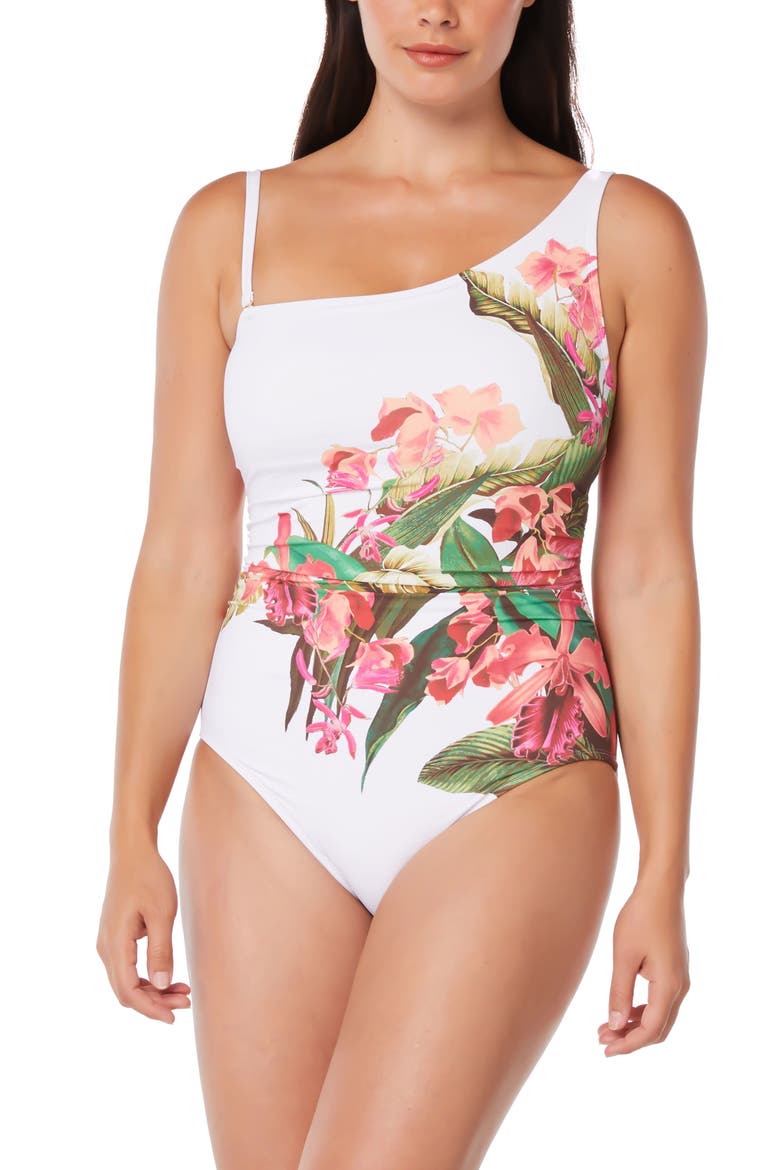 Return to Rio One-Shoulder One-Piece Swimsuit, Main, color, WHITE MULTI