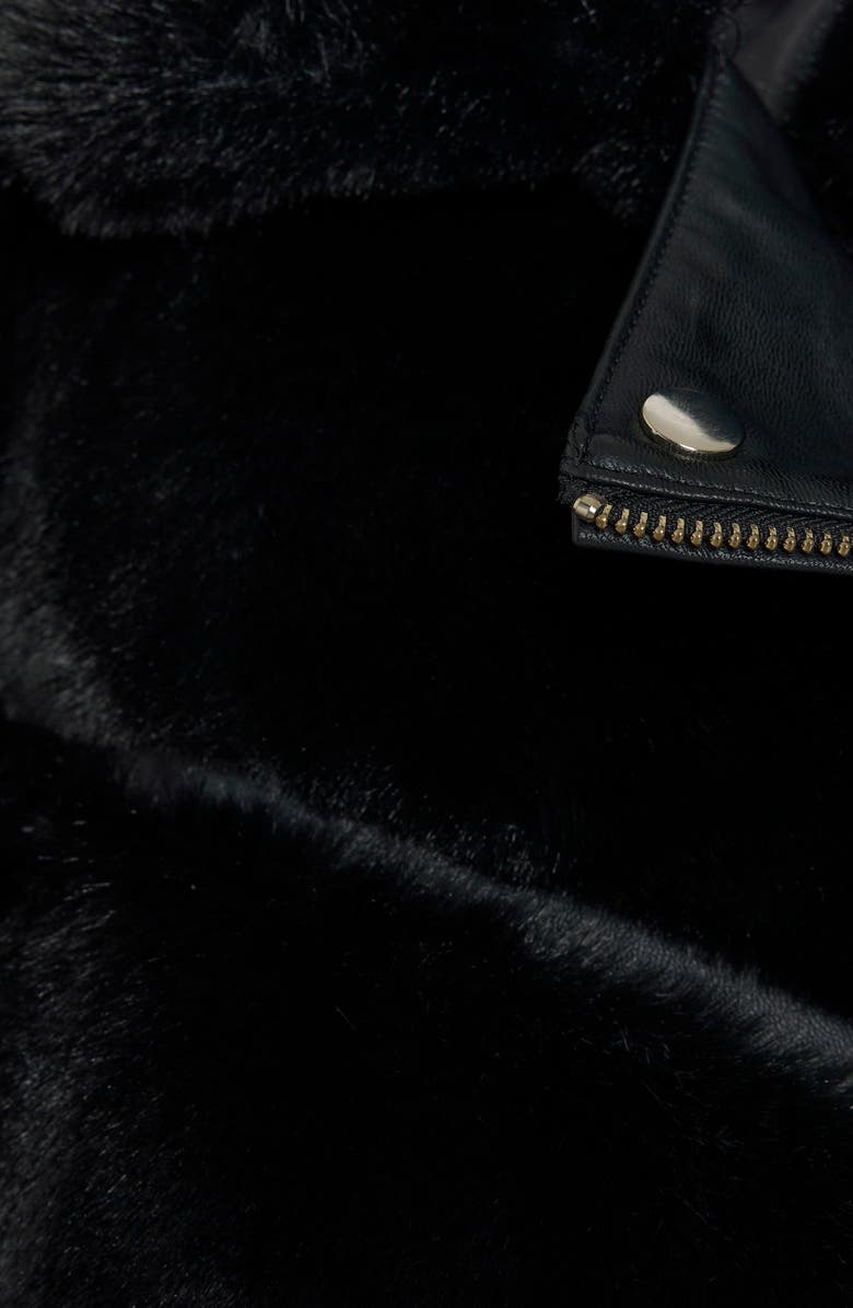 River Island Faux Fur & Faux Leather Moto Gilet, Alternate, color, 