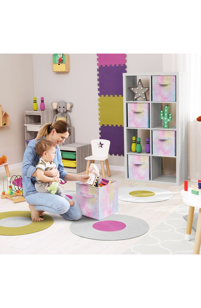 SORBUS 6-Pack Foldable Storage Cube Bins, Alternate, color, Rainbow Sparkle