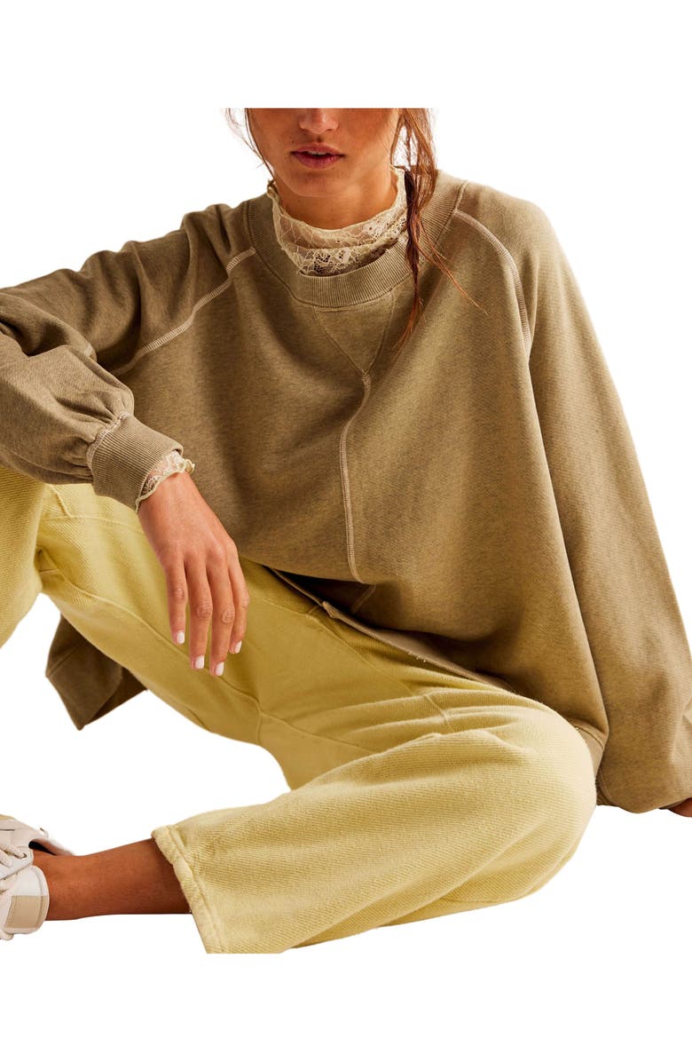 Free People Rework It and Reverse It Exposed Seam Cotton Sweatshirt, Alternate, color,