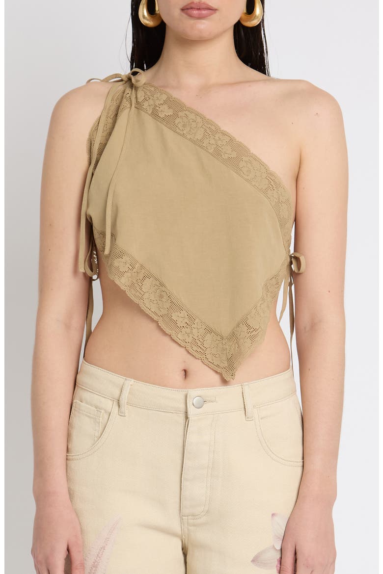 Embroidered Hanky One Shoulder Top, Main, color, PALE KHAKI