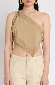 Muse Assembly Embroidered Hanky One Shoulder Top